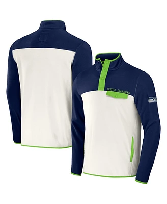Men's Nfl x Darius Rucker Collection by Fanatics Navy, Cream Seattle Seahawks Micro Fleece Quarter-Snap Jacket
