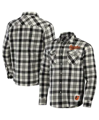 Men's Darius Rucker Collection by Fanatics Black Baltimore Orioles Plaid Flannel Button-Up Shirt