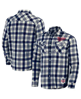 Men's Darius Rucker Collection by Fanatics Navy Minnesota Twins Plaid Flannel Button-Up Shirt