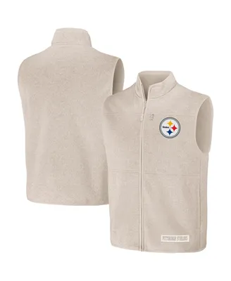 Men's Nfl x Darius Rucker Collection by Fanatics Oatmeal Pittsburgh Steelers Full-Zip Sweater Vest
