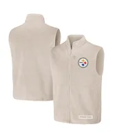 Men's Nfl x Darius Rucker Collection by Fanatics Oatmeal Pittsburgh Steelers Full-Zip Sweater Vest