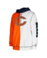 Men's New Era Orange, White Chicago Bears Third Down Split Raglan Pullover Hoodie