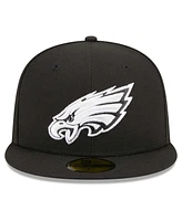 Men's New Era Black Philadelphia Eagles Main Patch 59FIFTY Fitted Hat