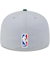 Men's New Era Gray, Hunter Green Milwaukee Bucks Tip-Off Two-Tone 59FIFTY Fitted Hat