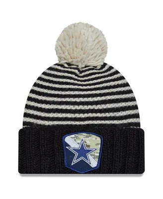 Women's New Era Black Dallas Cowboys 2023 Salute To Service Cuffed Pom Knit Hat