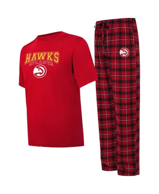 Men's College Concepts Red, Black Atlanta Hawks Arctic T-shirt and Pajama Pants Sleep Set