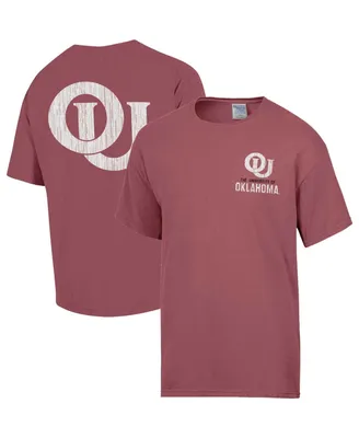 Men's Comfortwash Crimson Distressed Oklahoma Sooners Vintage-Like Logo T-shirt