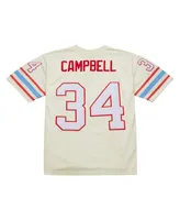 Men's Mitchell & Ness Earl Campbell Cream Houston Oilers Chainstitch Legacy Jersey