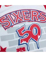 Men's Mitchell & Ness x Tats Cru White Philadelphia 76ers Hardwood Classics Fashion Jersey