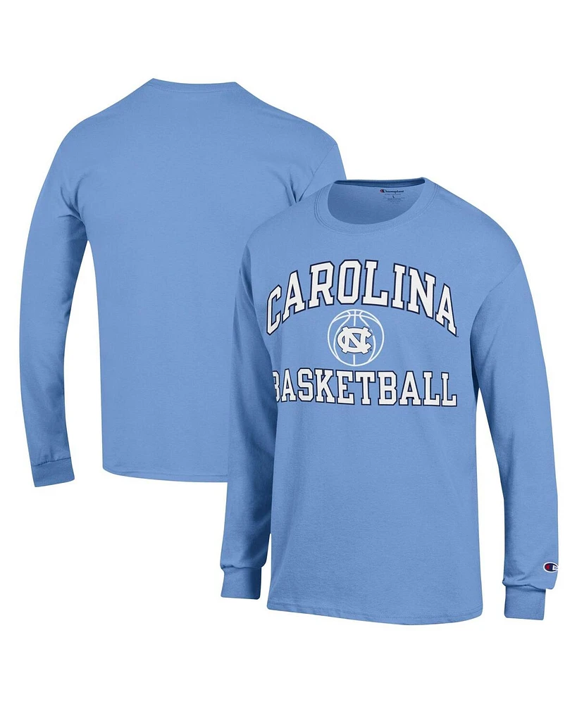 Men's Champion Light Blue North Carolina Tar Heels Basketball Icon Long Sleeve T-shirt