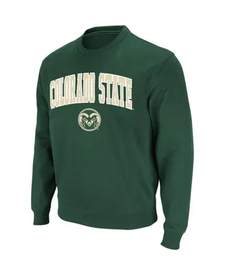 Men's Colosseum Green Colorado State Rams Arch and Logo Crew Neck Sweatshirt