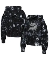 Women's The Wild Collective Black Minnesota Vikings Tie-Dye Cropped Pullover Hoodie