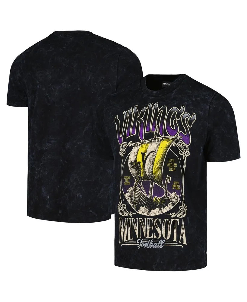 Men's and Women's The Wild Collective Black Distressed Minnesota Vikings Tour Band T-shirt