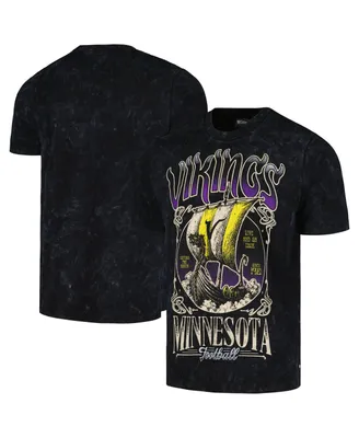 Men's and Women's The Wild Collective Black Distressed Minnesota Vikings Tour Band T-shirt