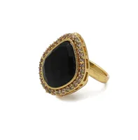 Sohi Women's Black Stone Statement Ring