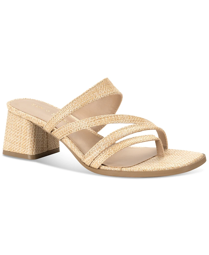 Sun + Stone Women's Baylinn Block Feel Slip On Dress Sandals, Created for Macy's