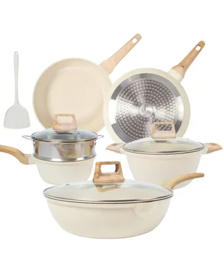 Sugift 10-Piece Nonstick Ceramic Cookware Sets, Granite Pots and Pans Set