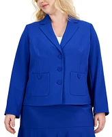 Le Suit Plus Crepe Three-Button Flounce-Skirt