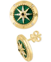 Effy Malachite & Diamond (1/10 ct. t.w.) North Star Stud Earrings in 14k Gold