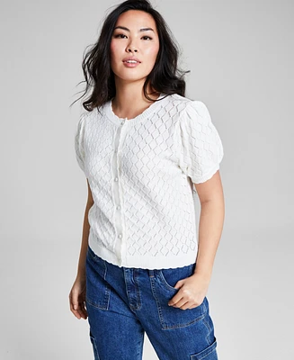 And Now This Women's Scalloped Button-Up Sweater, Created for Macy's