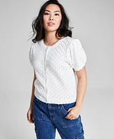 And Now This Women's Scalloped Button-Up Sweater