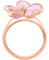 Effy Rose Quartz (5-3/8 ct. t.w.) & Diamond (1/20 ct. t.w.) Flower Ring in 14k Rose Gold