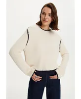 Women's Embroidered Crop Sweater