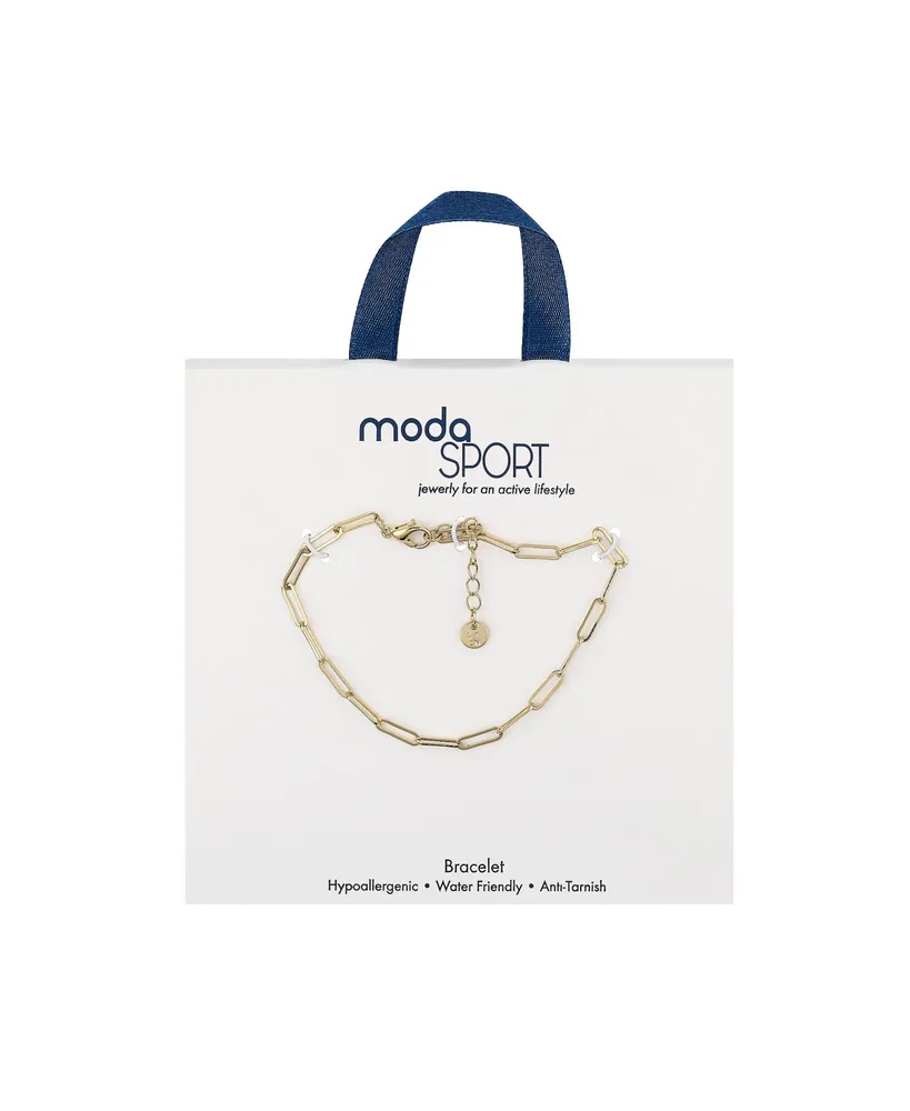 ModaSport Gold-Tone Stainless Steel Paperclip Bracelet