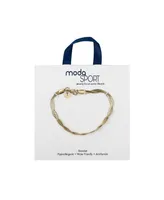 ModaSport Gold-Tone Stainless Steel Rope Herringbone Bracelet