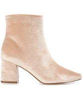 Journee Collection Women's Hazara Wide Width Velvet Block Heel Dress Booties