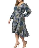 Kiyonna Plus Julia Long Sleeve Wrap Dress