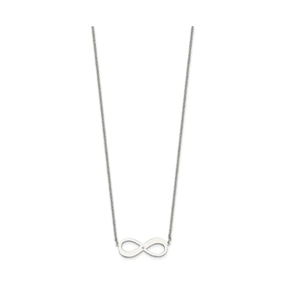 Chisel Infinity Symbol Cz 16.5 inch Cable Chain Necklace