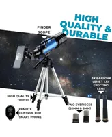 Telescope 70mm Aperture 300mm Az Mount Telescope with Stand and Phone Adapter for Kids, Adults and Beginners