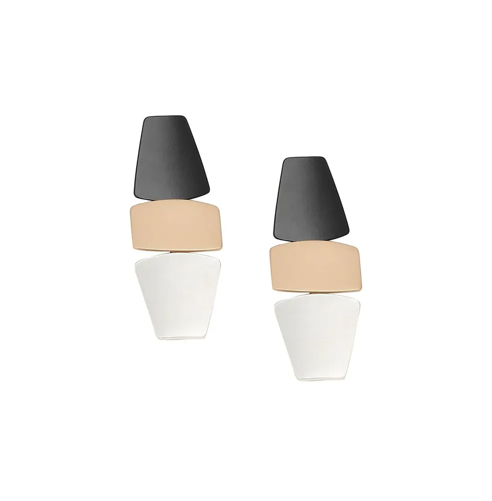 Sohi Women's Black Geometric Drop Earrings