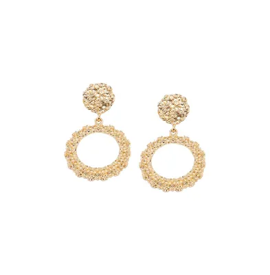 Sohi Women's Gold Textured Circular Drop Earrings