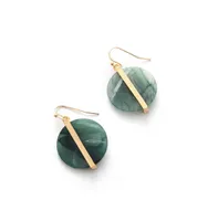 Sohi Women's Green Textured Circular Drop Earrings