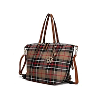 Mkf Collection Layla Plaid Tote Bag, Convertible Backpack By Mia K