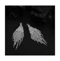 Sohi Women's Silver Bling Cluster Drop Earrings