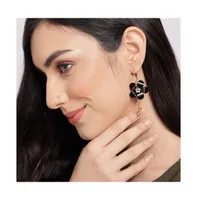 Sohi Women's Black Flower Drop Earrings