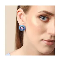 Sohi Women's Blue Enamel Flower Stud Earrings