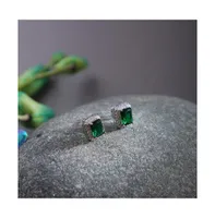 Sohi Women's Green Stone Stud Earrings