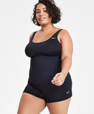 Nike Plus Size Solid Essential Scoop Neck Tankini Top Kick Swim Shorts
