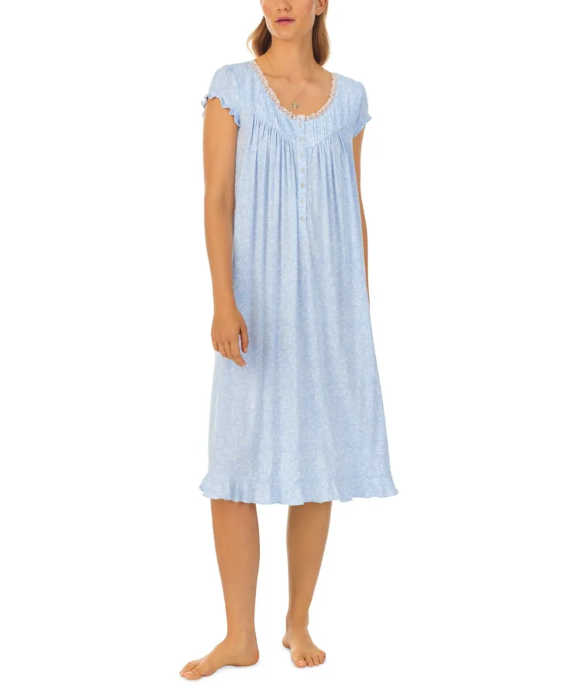 Eileen West Rose Floral Cotton Jersey Sweetheart Neck Short Nightgown