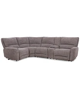Closeout! Deklyn 129" 5-Pc. Zero Gravity Fabric Sectional with 2 Power Recliners & 1 Console, Created for Macy's