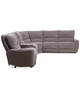 Closeout! Deklyn 129" 6-Pc. Zero Gravity Fabric Sectional with 2 Power Recliners & Consoles, Created for Macy's