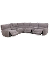 Deklyn 129" 7-Pc. Zero Gravity Fabric Sectional with 3 Power Recliners & 2 Consoles, Created for Macy's