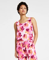 Bar Iii Women's Floral-Print Textured Tank Top, Created for Macy's