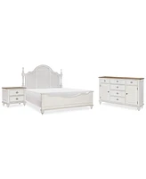 Mandeville 3pc Bedroom Set (Louvered California King Bed + Louvered Dresser -Drawer Nightstand