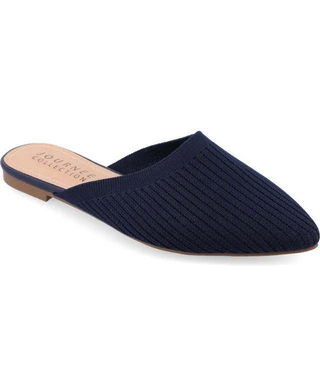 Journee Collection Womens Ameena Slip On Square Toe Mules Flats Blue 9.5