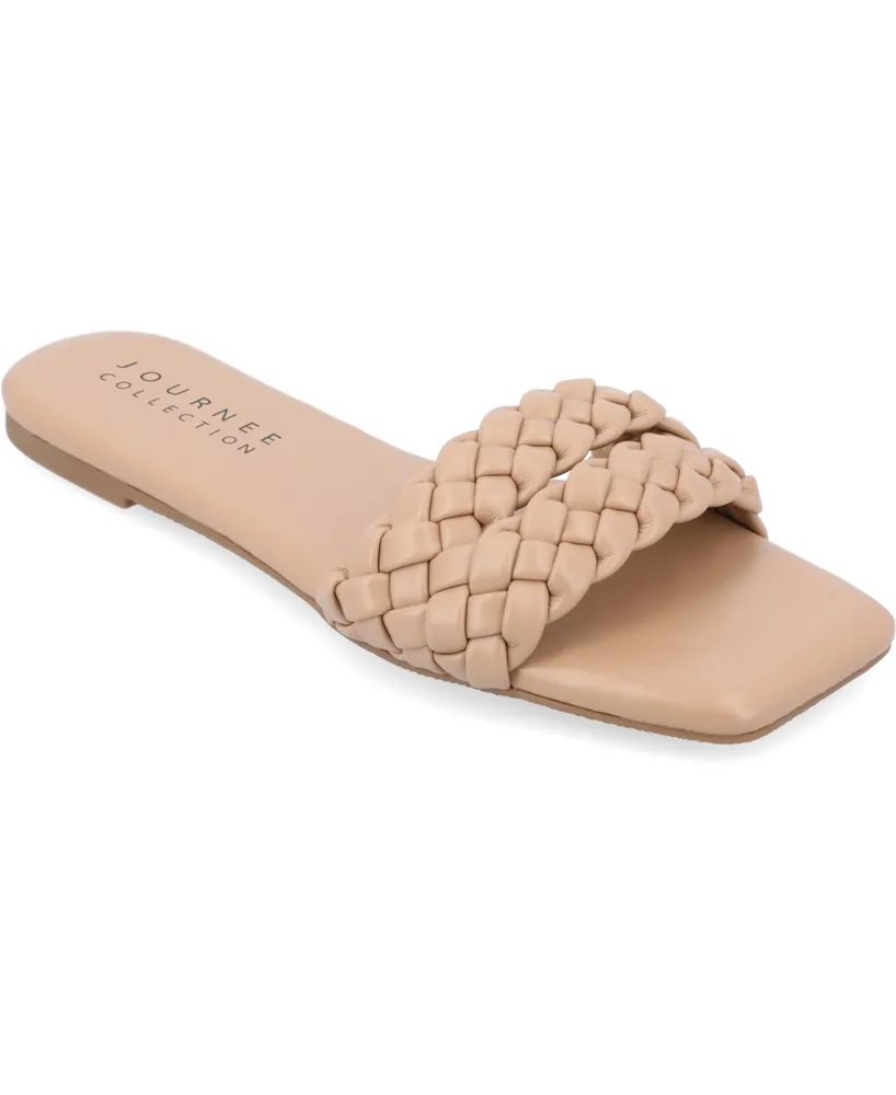 Journee Collection Women's Sawyerr Tru Comfort Foam Wide Width Dual Braided Band Slide Sandals